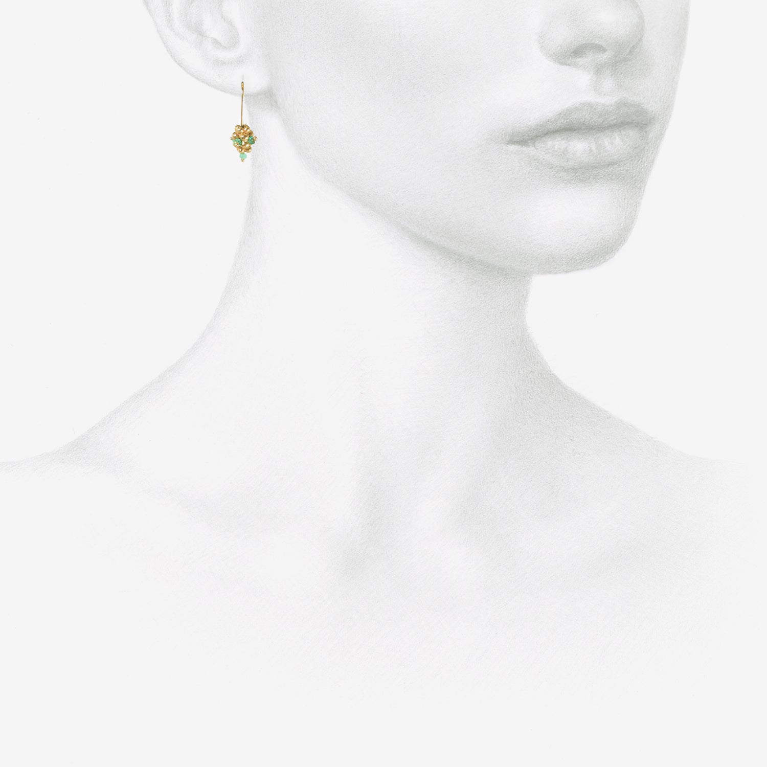TED MUEHLING 14K & EMERALD SMALL RASPBERRY EARRINGS