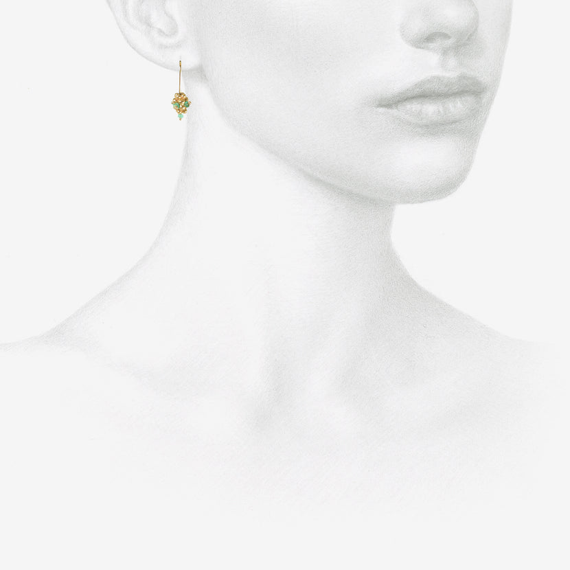 TED MUEHLING 14K & EMERALD SMALL RASPBERRY EARRINGS