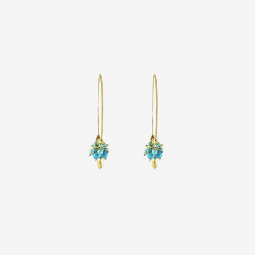 TED MUEHLING 18K & SLEEPING BEAUTY TURQUOISE SMALL HOOP CLUSTERS