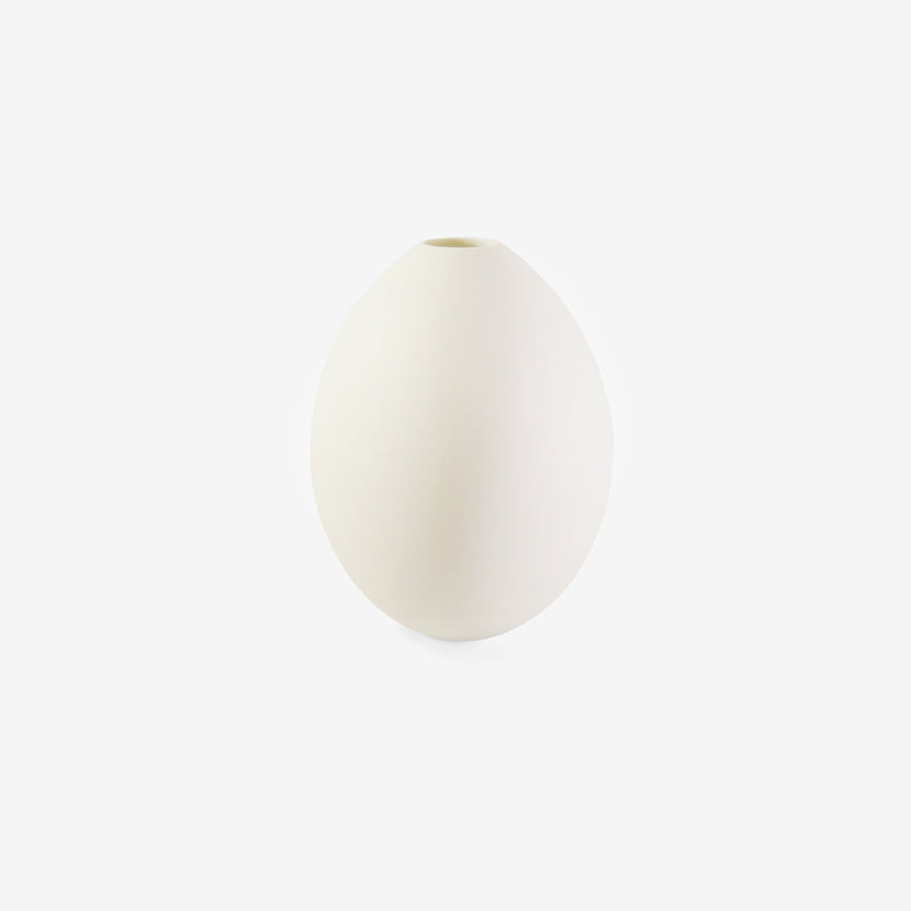 TED MUEHLING SMALL WHITE BISQUE GOOSE EGG VASE