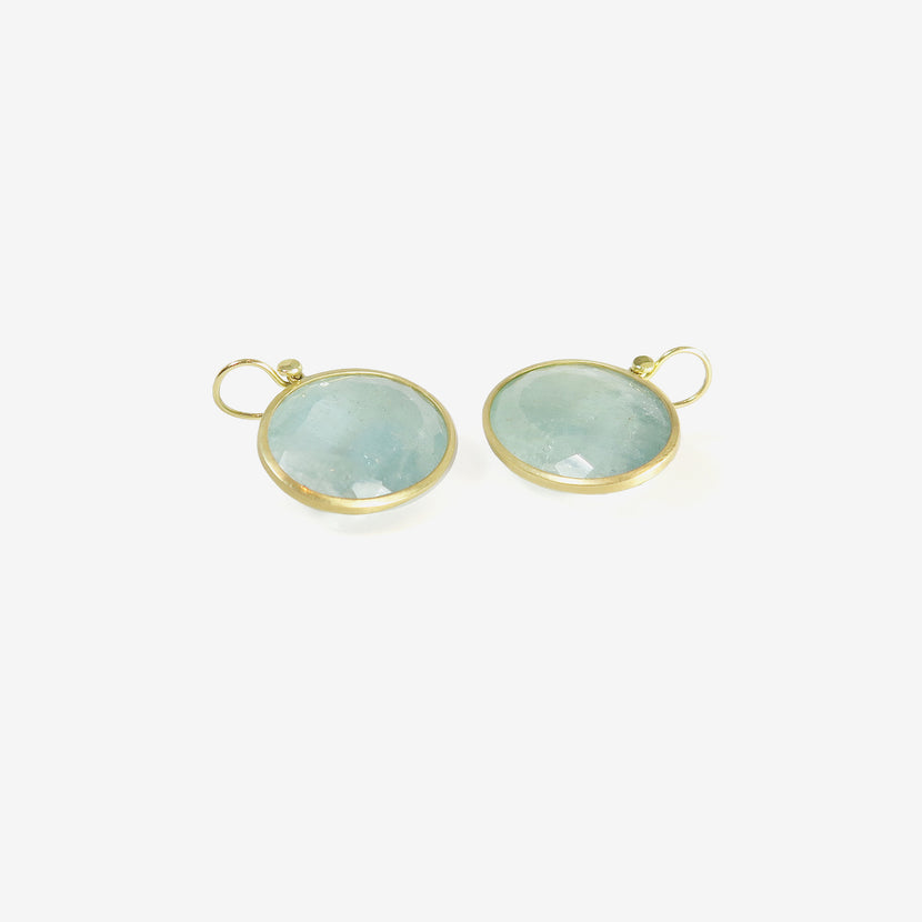 LOLA BROOKS 18K & FACETED OVAL AQUAMARINE EARRINGS