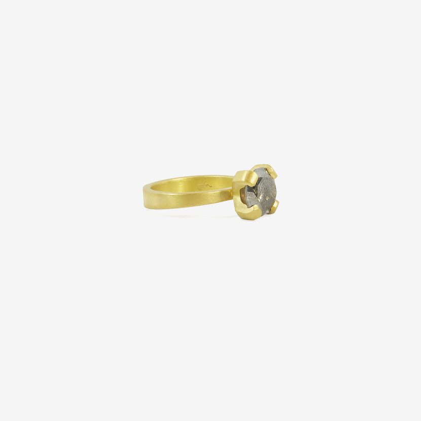 LOLA BROOKS 22K & CARBON DIAMOND CHUNKY PRONG SET RING, 2.13 CT