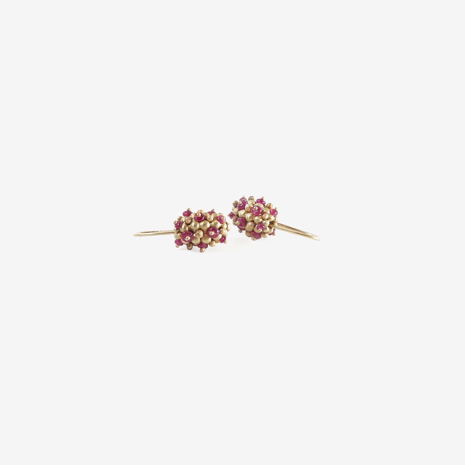 TED MUEHLING 14K & RUBY LARGE RASPBERRY EARRINGS