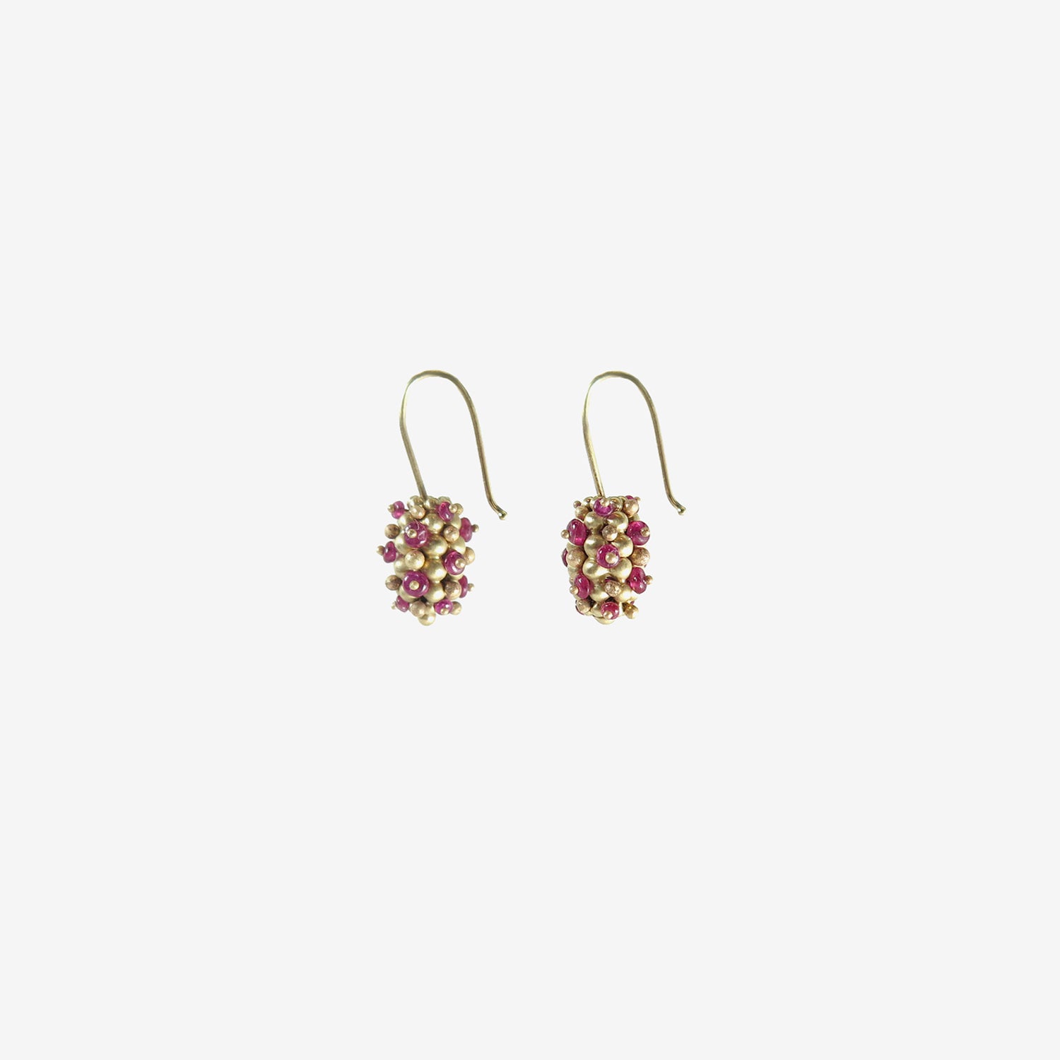 TED MUEHLING 14K & RUBY LARGE RASPBERRY EARRINGS