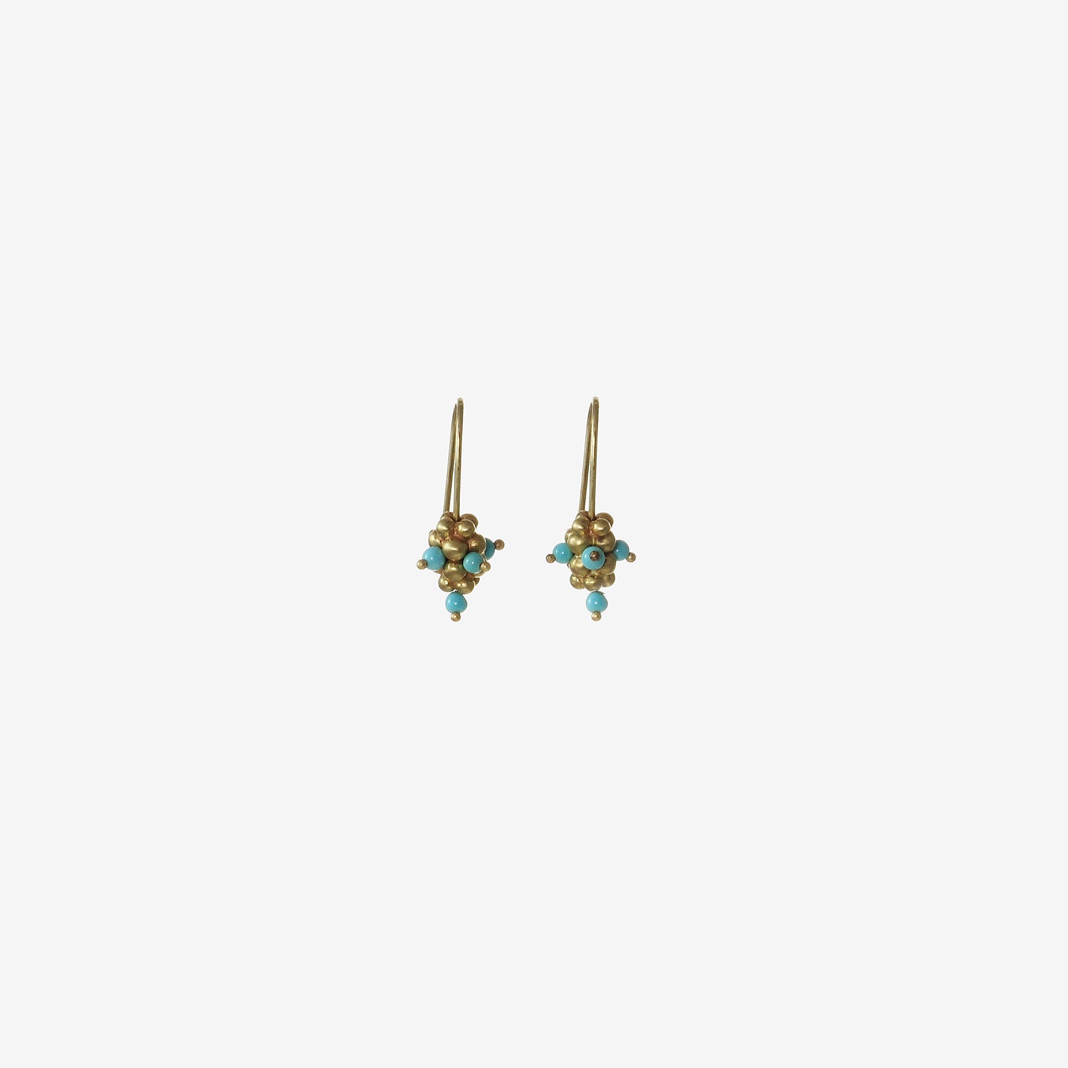 TED MUEHLING 14K & TURQUOISE SMALL RASPBERRY EARRINGS