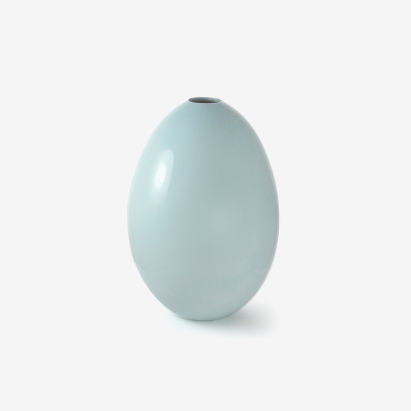TED MUEHLING ROBIN’S EGG LIGHT BLUE GLAZED LARGE EGG VASE