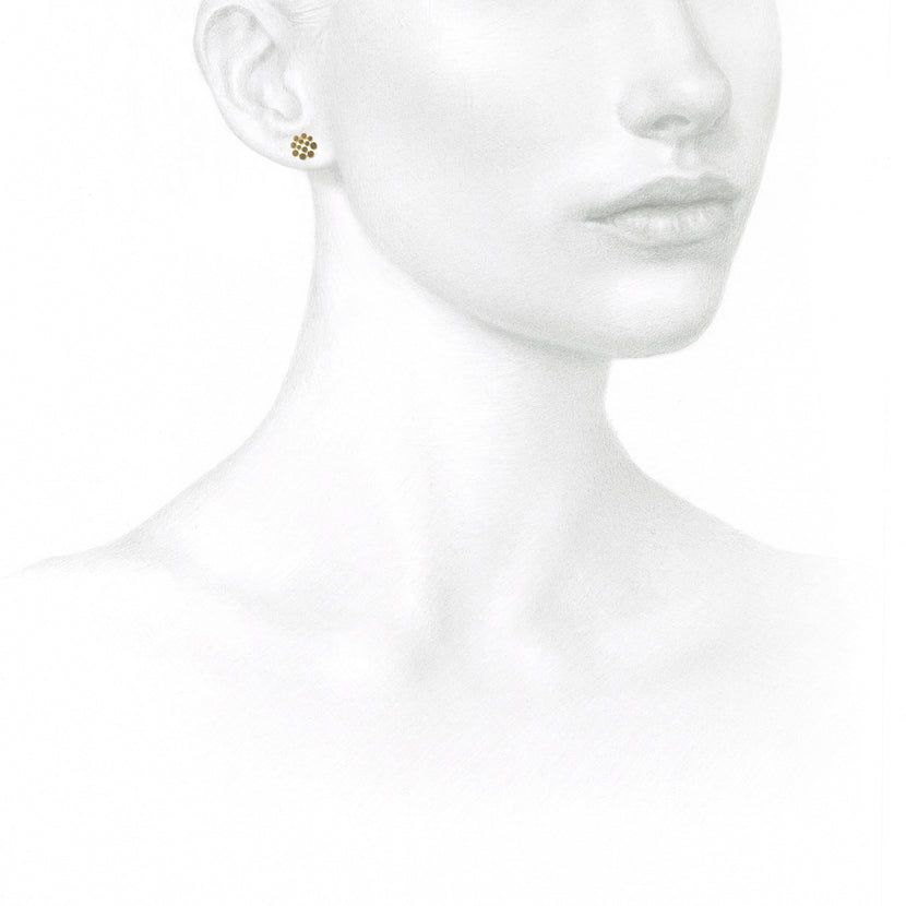 NICOLE LANDAW 14K YELLOW GOLD DOTTED CIRCLE STUDS