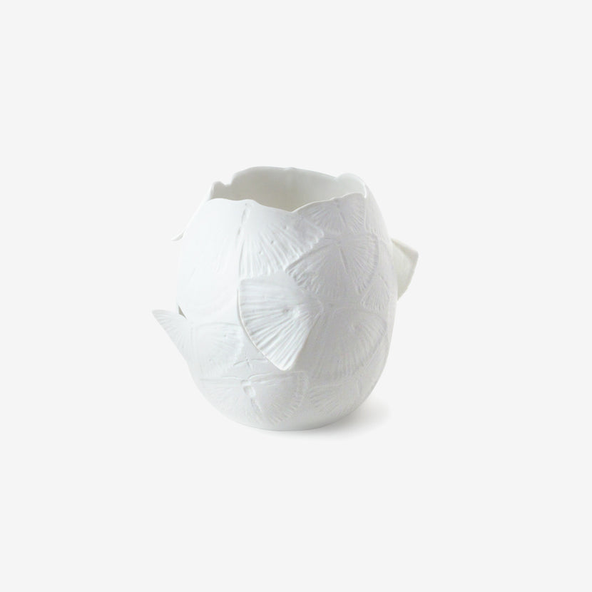 TED MUEHLING WHITE BISQUE MOTH VOTIVE