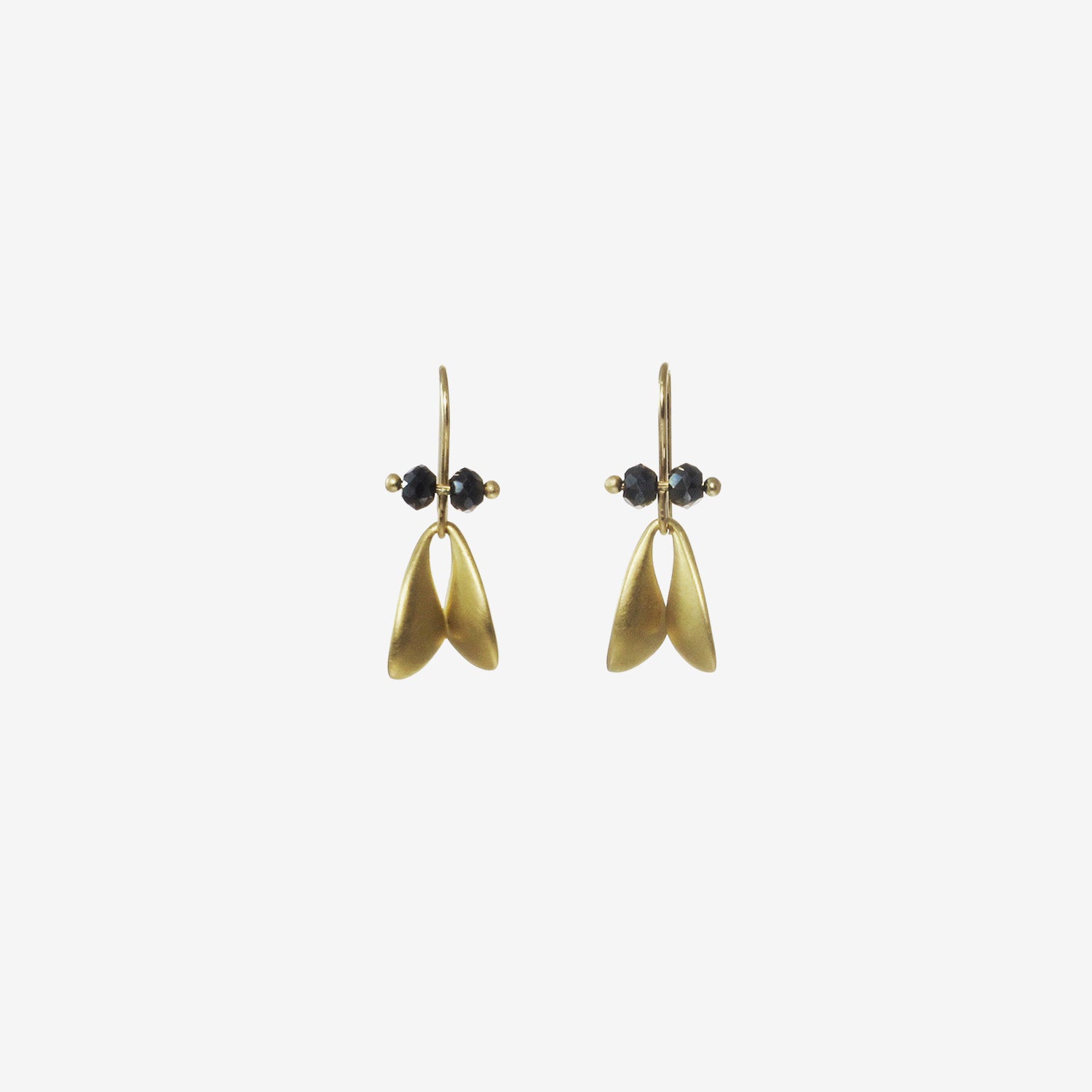 TED MUEHLING 18K YELLOW GOLD FLY WINGS WITH BLACK DIAMONDS