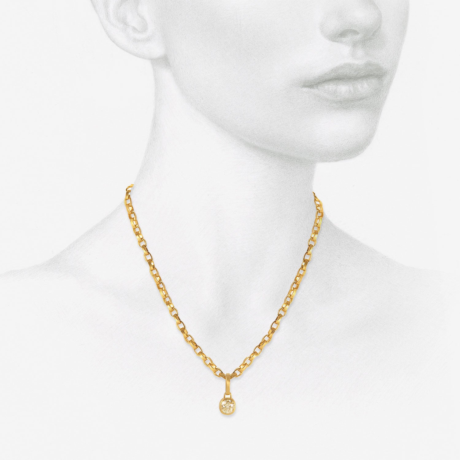 DARIUS 18K & OLD MINE CUT DIAMOND PENDANT, 1.09CT