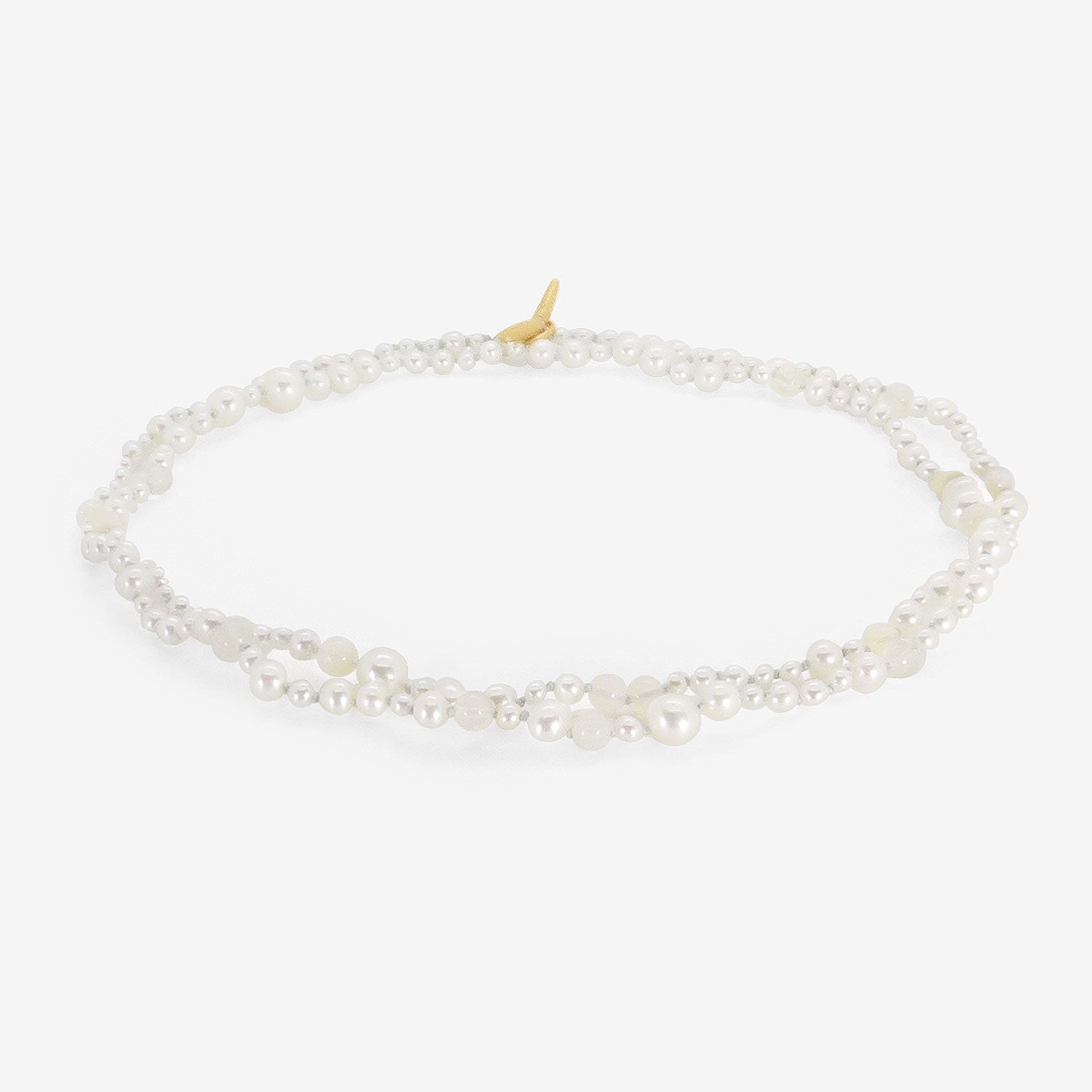 TED MUEHLING 18K PEARL & OPAL NECKLACE ON BLUE SILK THREAD