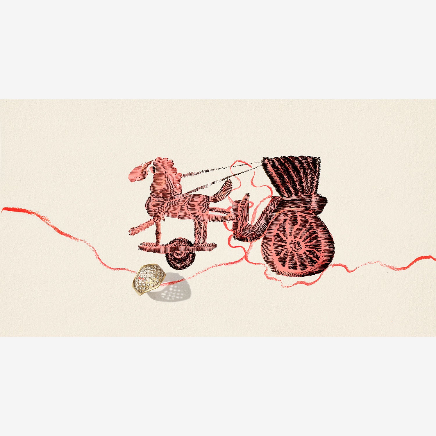 NIKOLLE RADI 18K & PLATINUM CORSET RING WITH WHITE DIAMONDS