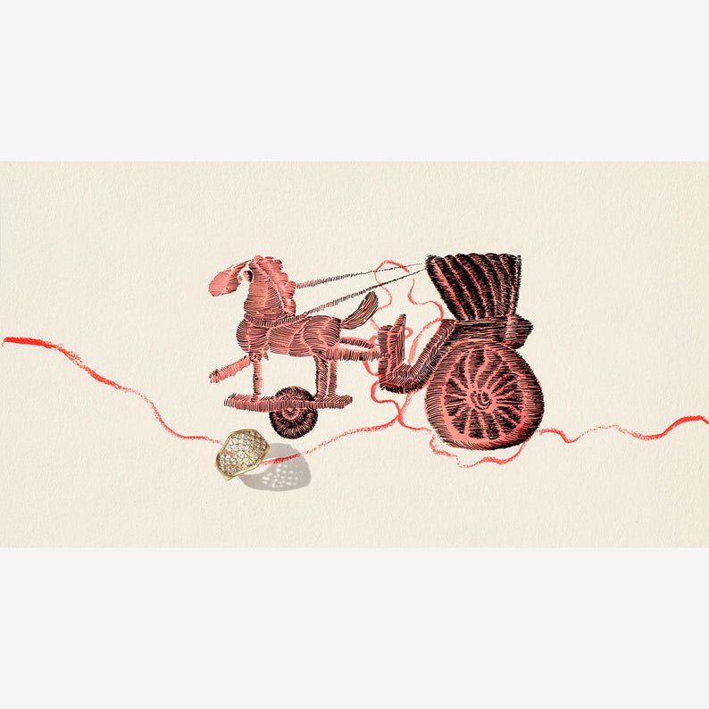 NIKOLLE RADI 18K & PLATINUM CORSET RING WITH WHITE DIAMONDS