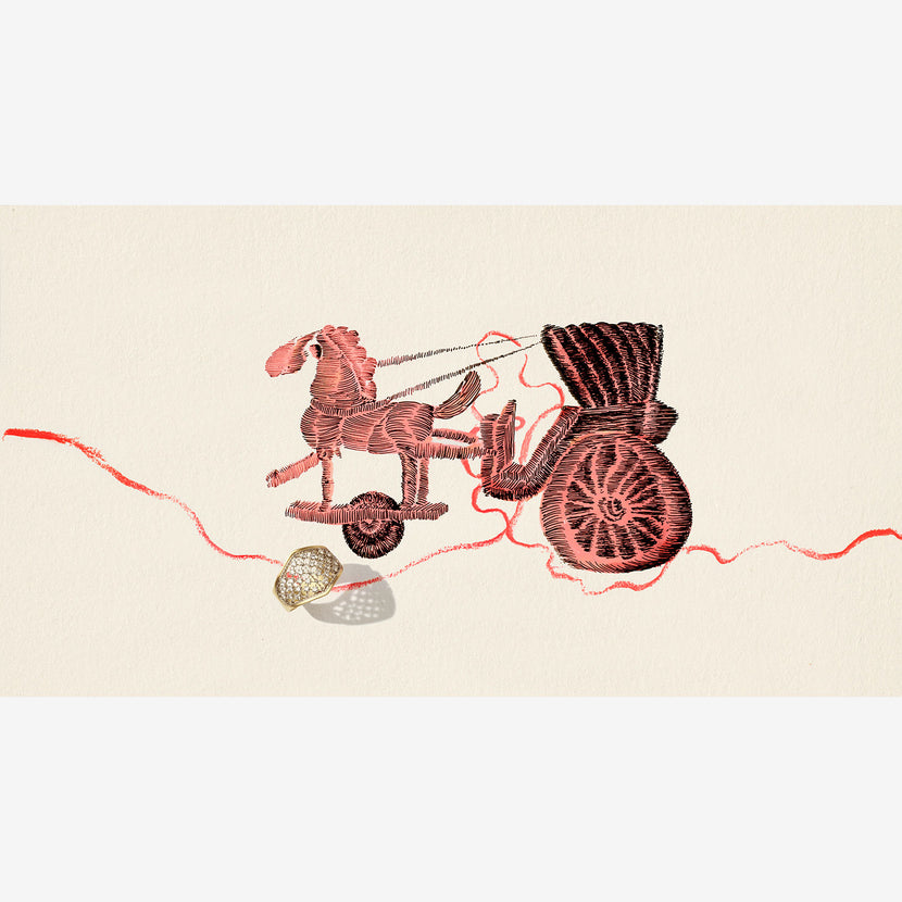 NIKOLLE RADI 18K & PLATINUM CORSET RING WITH WHITE DIAMONDS