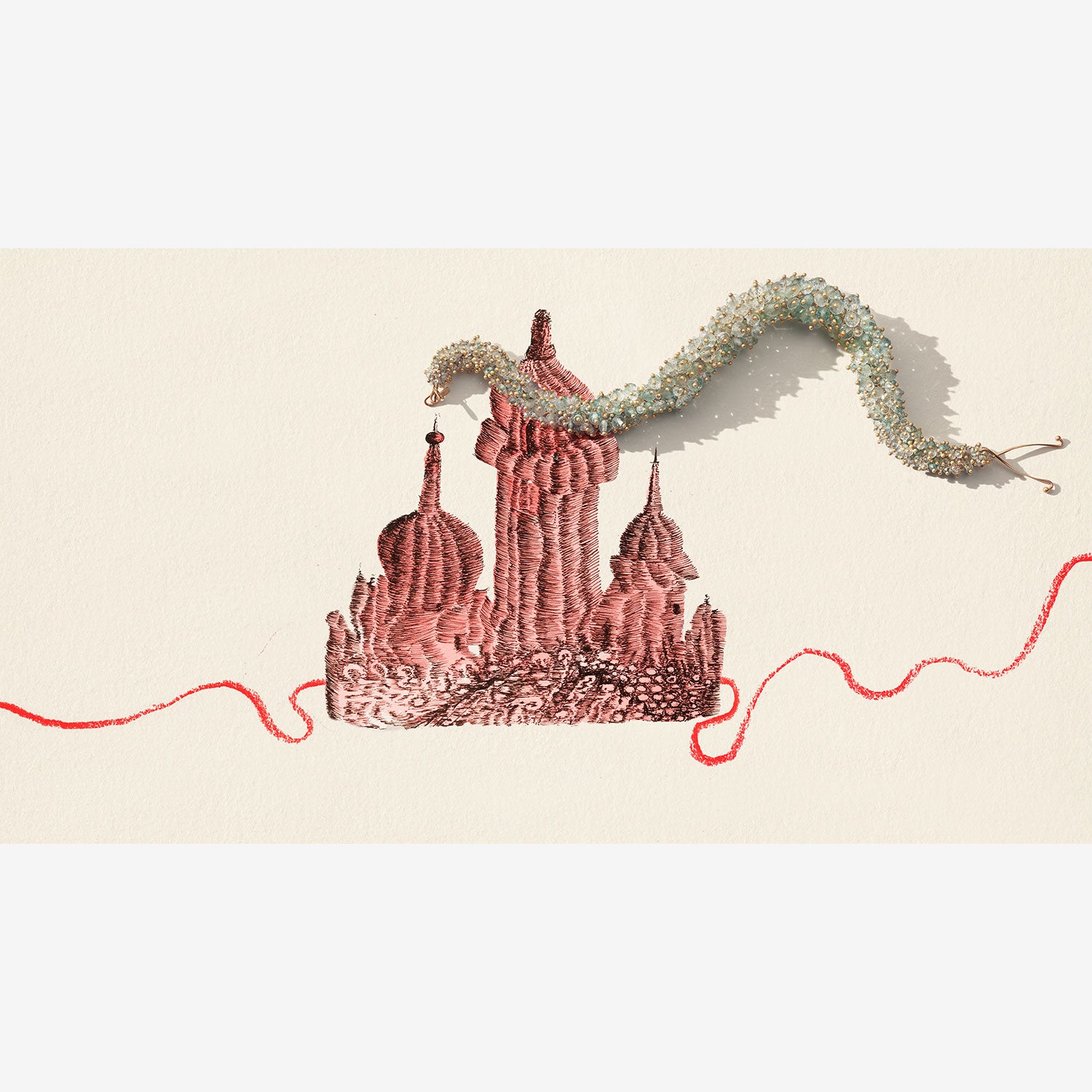 TED MUEHLING 14K & AQUAMARINE PUSSYWILLOW BRACELET