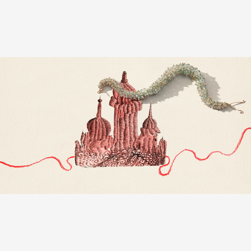 TED MUEHLING 14K & AQUAMARINE PUSSYWILLOW BRACELET