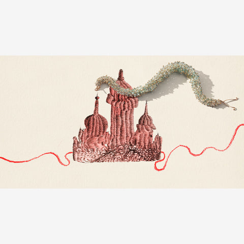 TED MUEHLING 14K & AQUAMARINE PUSSYWILLOW BRACELET