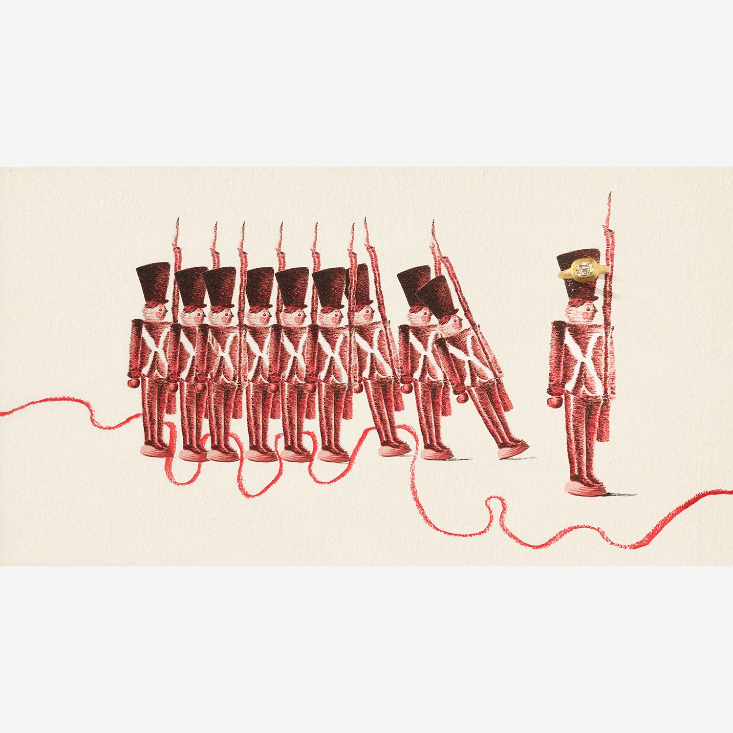 ROSANNE PUGLIESE 22K & CUSHION-SHAPED OLD MINE CUT DIAMOND GREEK-INSPIRED RING, 1CT