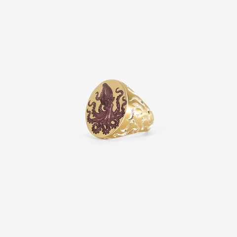 CASTRO SMITH 9K DIFFERENT MINDS RING WITH AUBERGINE CERAMIC PLATING