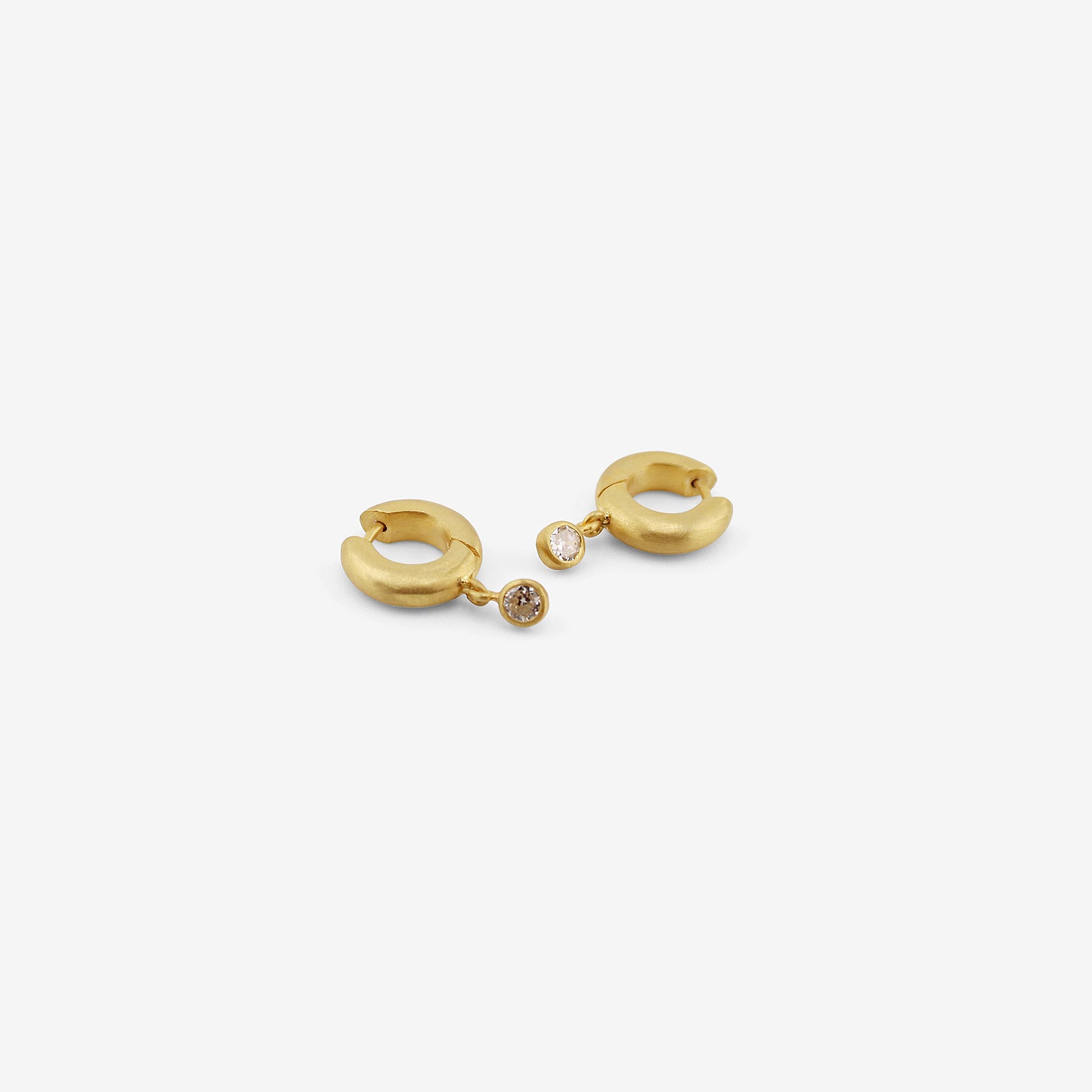 DARIUS 18K 6.5MM SIGNATURE HOOPS WITH OLD MINE CUT DIAMOND DROPS, .4CT