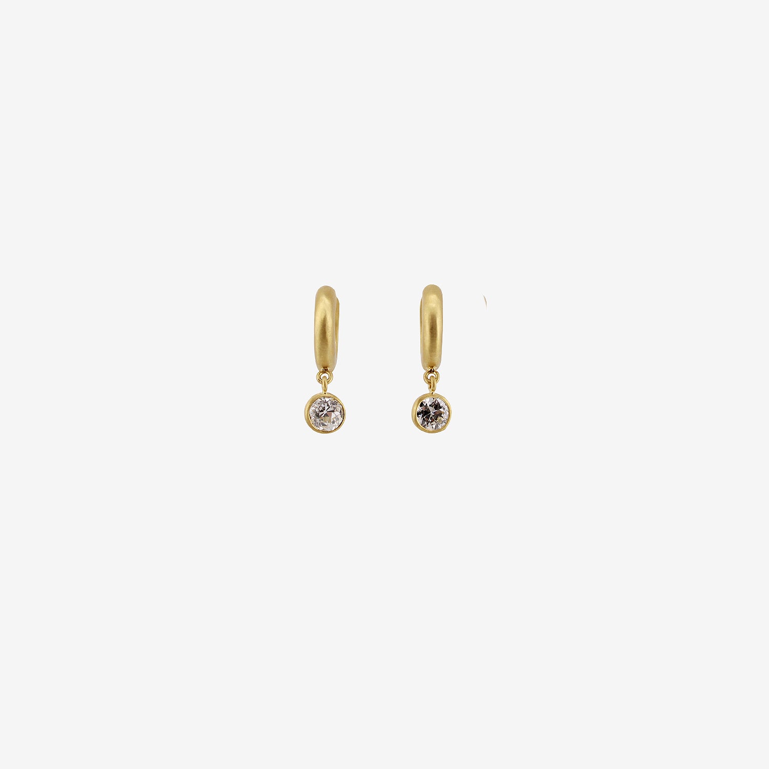 DARIUS 18K 8MM SIGNATURE HOOPS WITH OLD MINE CUT DIAMOND DROPS, 1.42CT