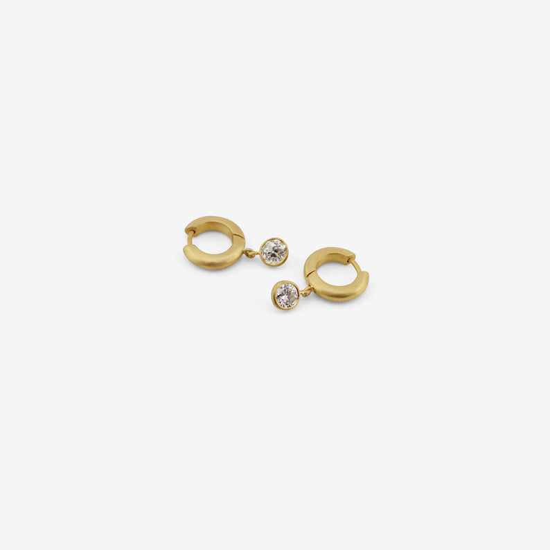 DARIUS 18K 8MM SIGNATURE HOOPS WITH OLD MINE CUT DIAMOND DROPS, 1.42CT