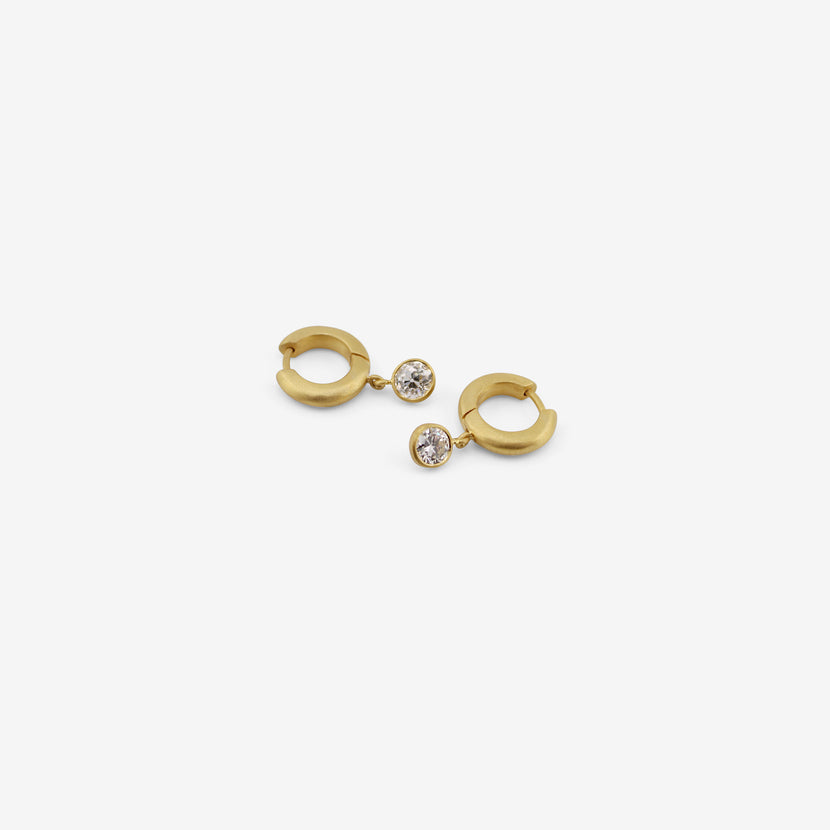 DARIUS 18K 8MM SIGNATURE HOOPS WITH OLD MINE CUT DIAMOND DROPS, 1.42CT