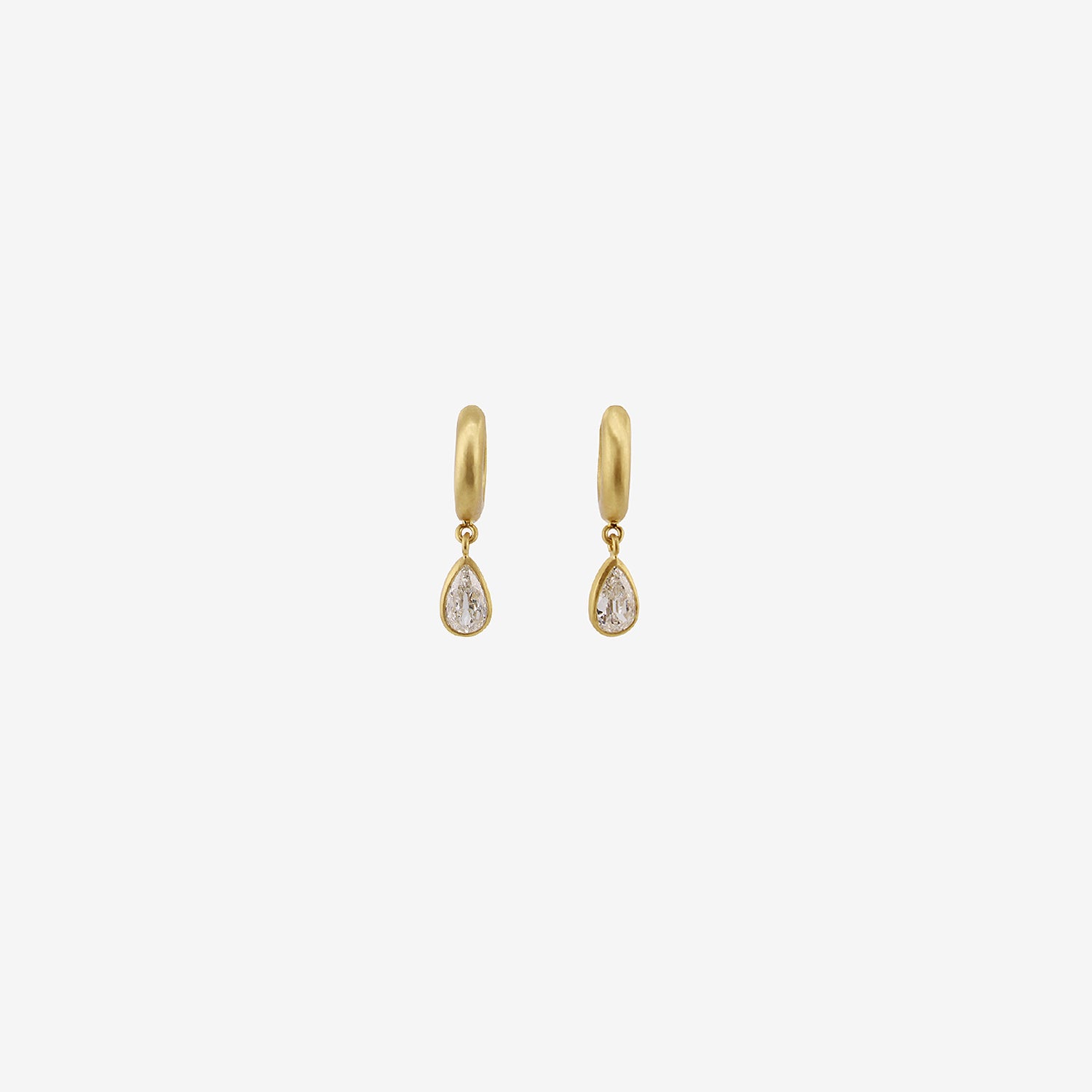 DARIUS 18K 8MM SIGNATURE HOOPS WITH PEAR-SHAPED DIAMOND DROPS, 1.26CT