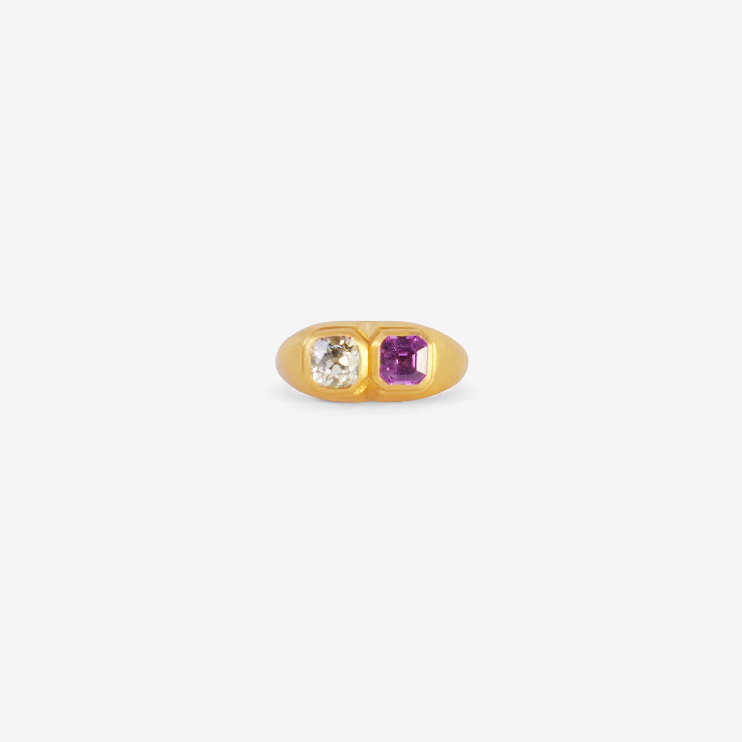 DARIUS 18K DOUBLE RING WITH PINK SAPPHIRE & DIAMOND
