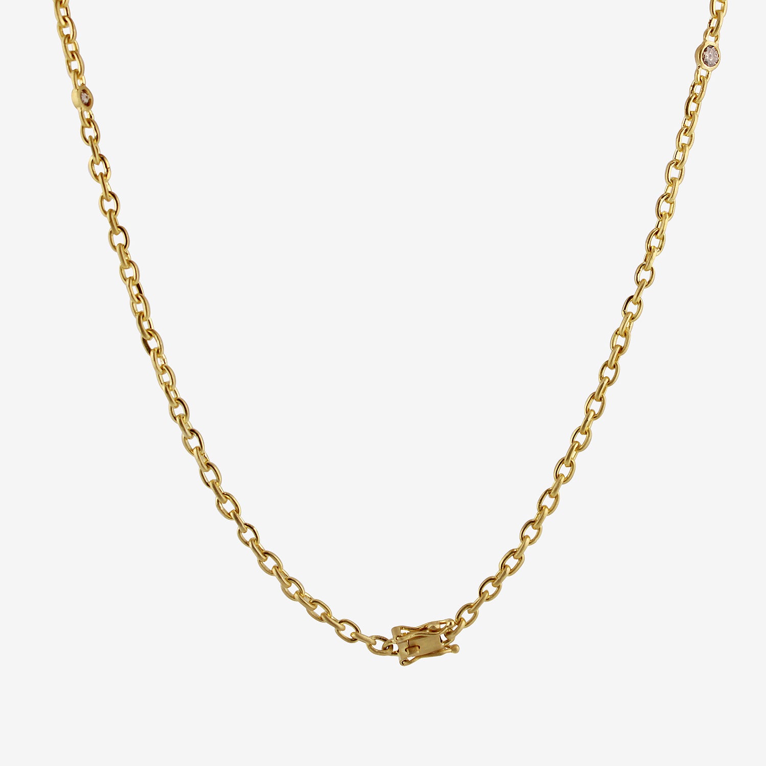 DARIUS 18K FAIRY CHAIN NECKLACE WITH CHAMPAGNE DIAMONDS, 1.75CT