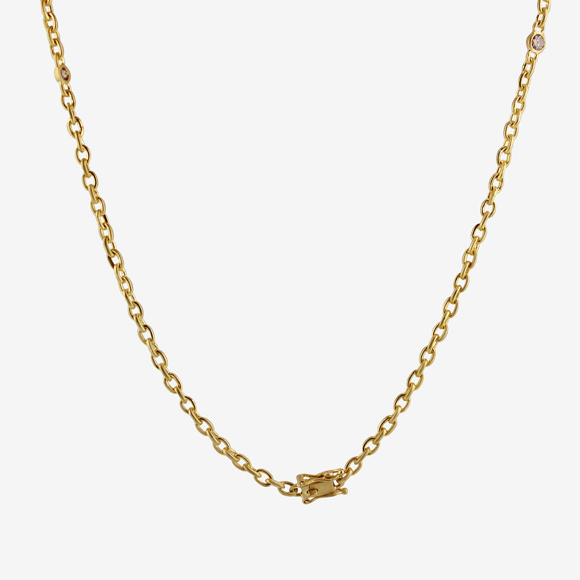DARIUS 18K FAIRY CHAIN NECKLACE WITH CHAMPAGNE DIAMONDS, 1.75CT