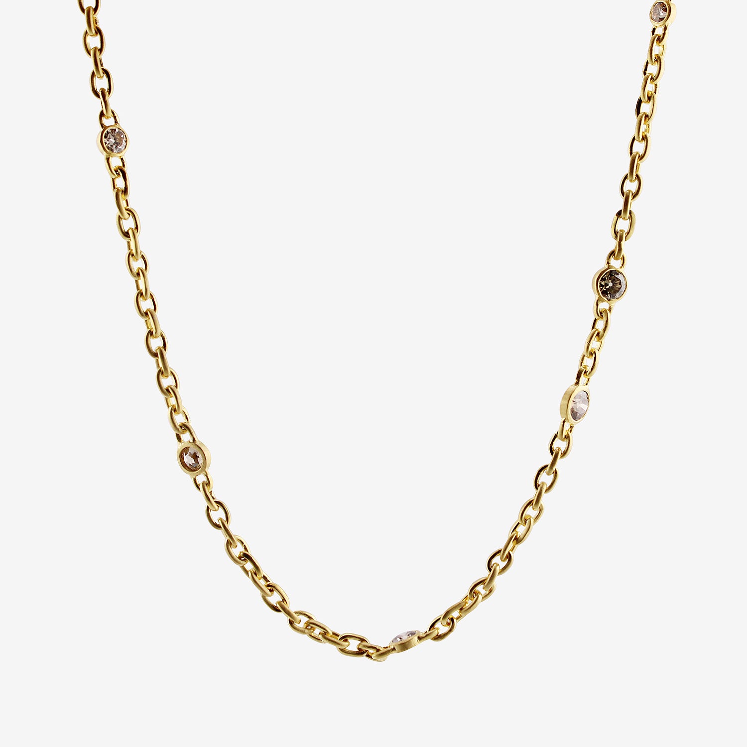 DARIUS 18K FAIRY CHAIN NECKLACE WITH CHAMPAGNE DIAMONDS, 1.75CT