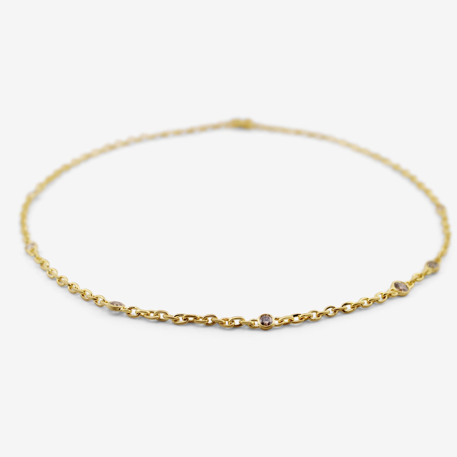 DARIUS 18K FAIRY CHAIN NECKLACE WITH CHAMPAGNE DIAMONDS, 1.75CT