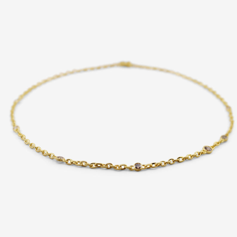 DARIUS 18K FAIRY CHAIN NECKLACE WITH CHAMPAGNE DIAMONDS, 1.75CT