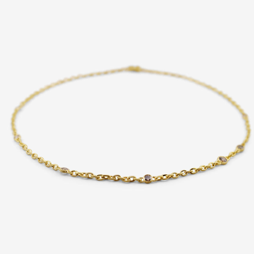DARIUS 18K FAIRY CHAIN NECKLACE WITH CHAMPAGNE DIAMONDS, 1.75CT