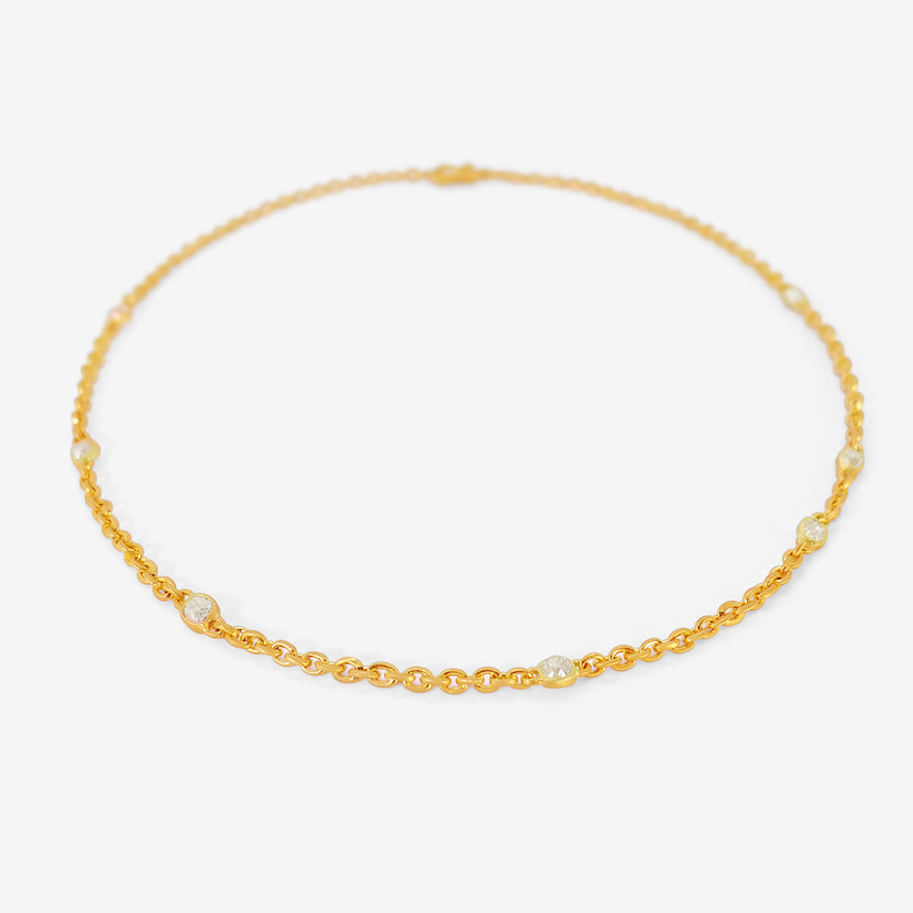 DARIUS 18K FAIRY CHAIN NECKLACE WITH ANTIQUE DIAMONDS, 2.21CT