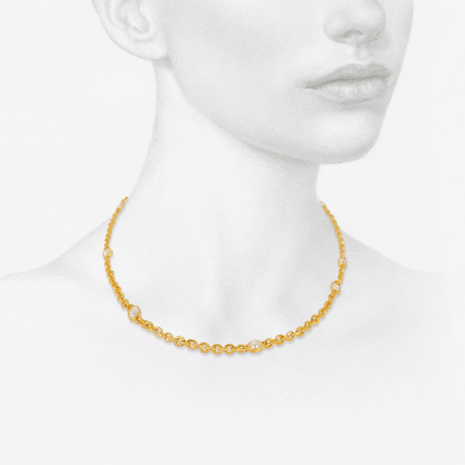 DARIUS 18K FAIRY CHAIN NECKLACE WITH ANTIQUE DIAMONDS, 2.21CT