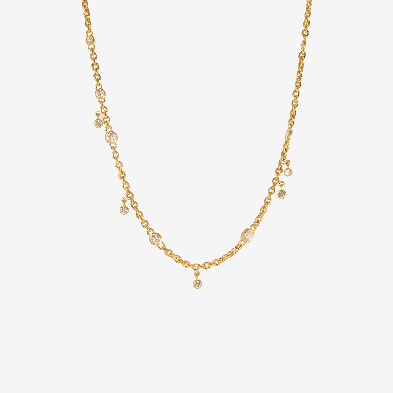 DARIUS 18K SINGLE STRAND DRAPED FAIRY CHAIN NECKLACE WITH DIAMONDS, 2.25CT