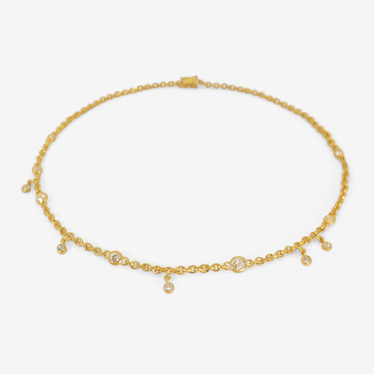 DARIUS 18K SINGLE STRAND DRAPED FAIRY CHAIN NECKLACE WITH DIAMONDS, 2.25CT