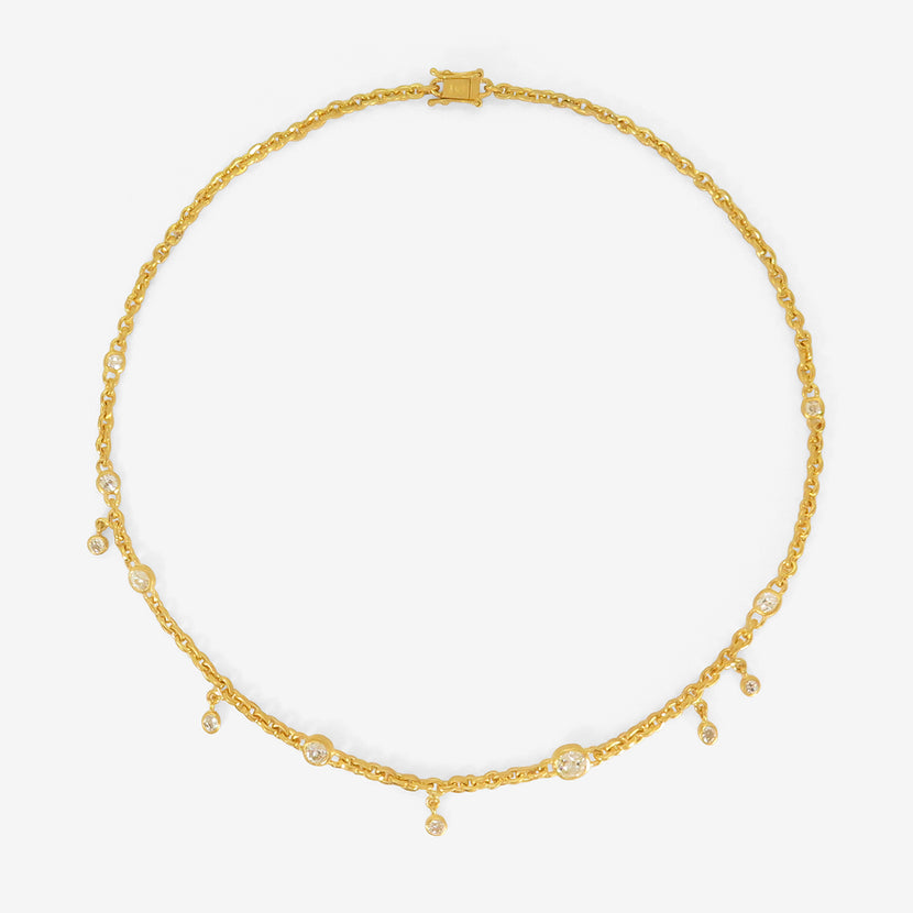 DARIUS 18K SINGLE STRAND DRAPED FAIRY CHAIN NECKLACE WITH DIAMONDS, 2.25CT