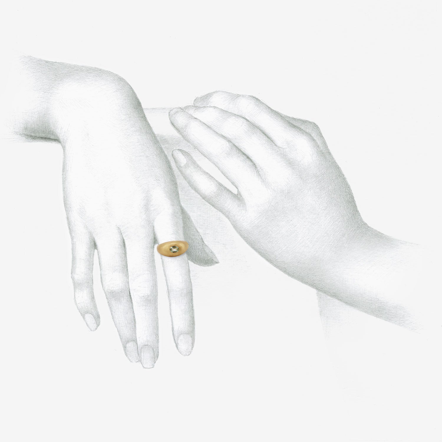 DARIUS 18K & VANADIUM CHRYSOBERYL SIGNET RING, .45CT