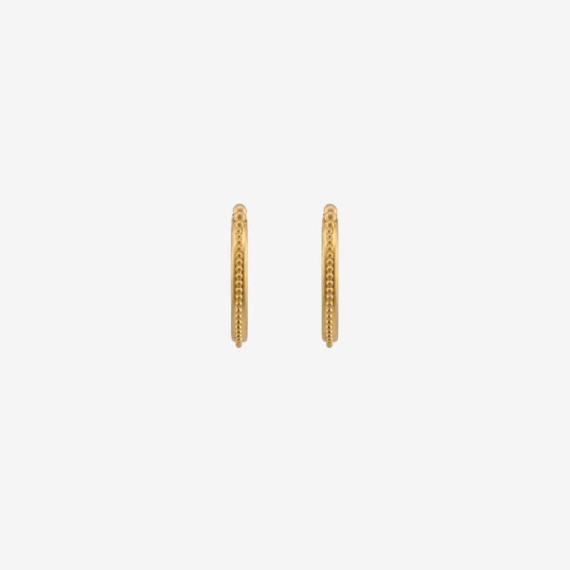 DENISE BETESH 22K 18MM GRANULE HOOPS ON POSTS