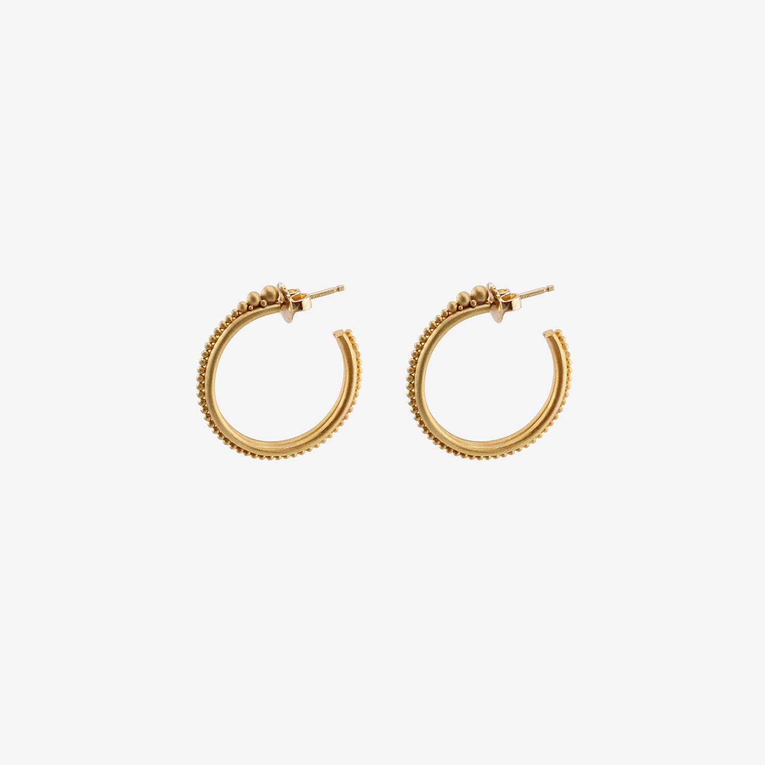DENISE BETESH 22K 18MM GRANULE HOOPS ON POSTS