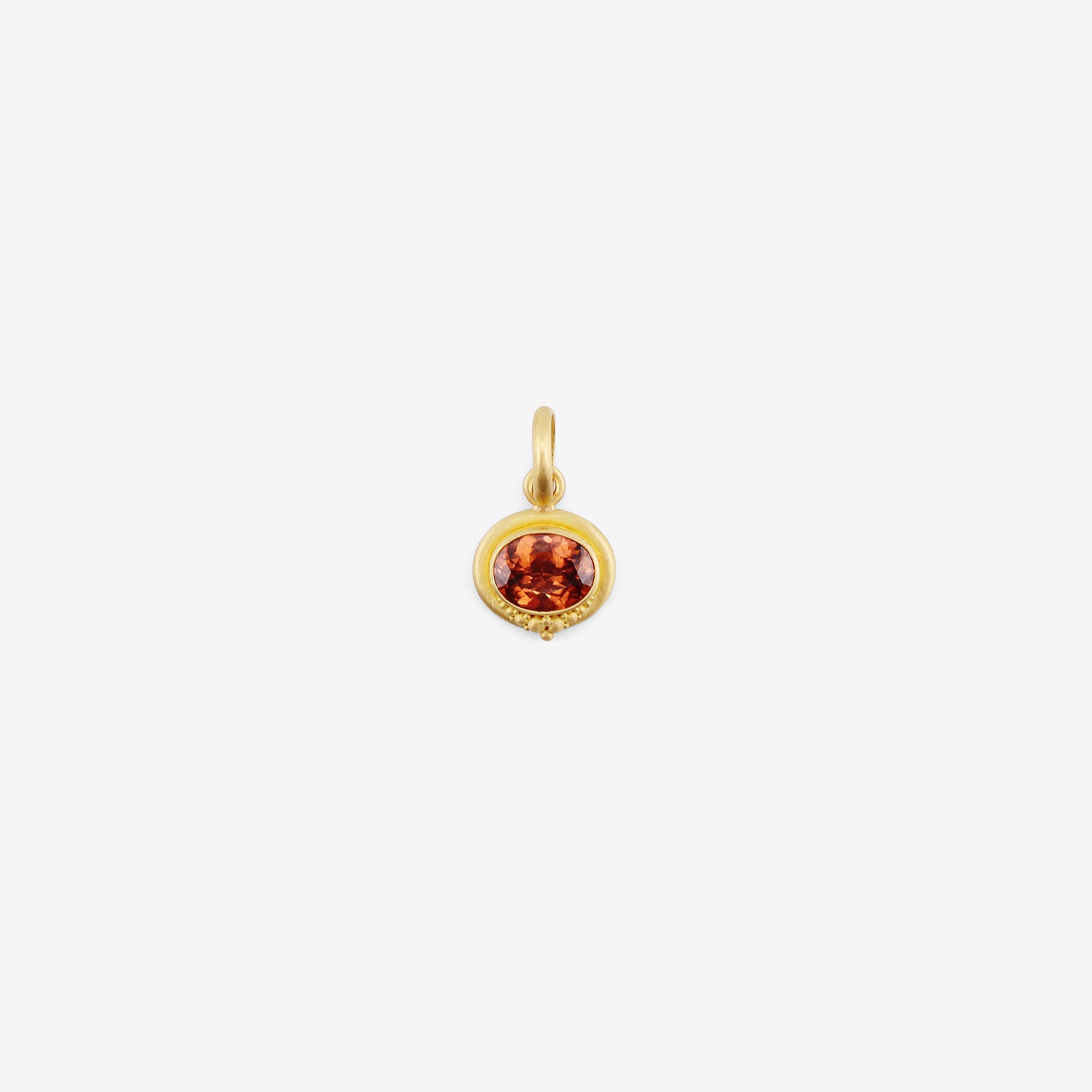 DENISE BETESH 22K & OVAL COGNAC ZIRCON PENDANT WITH GRANULATION CLUSTER, 3.23CT