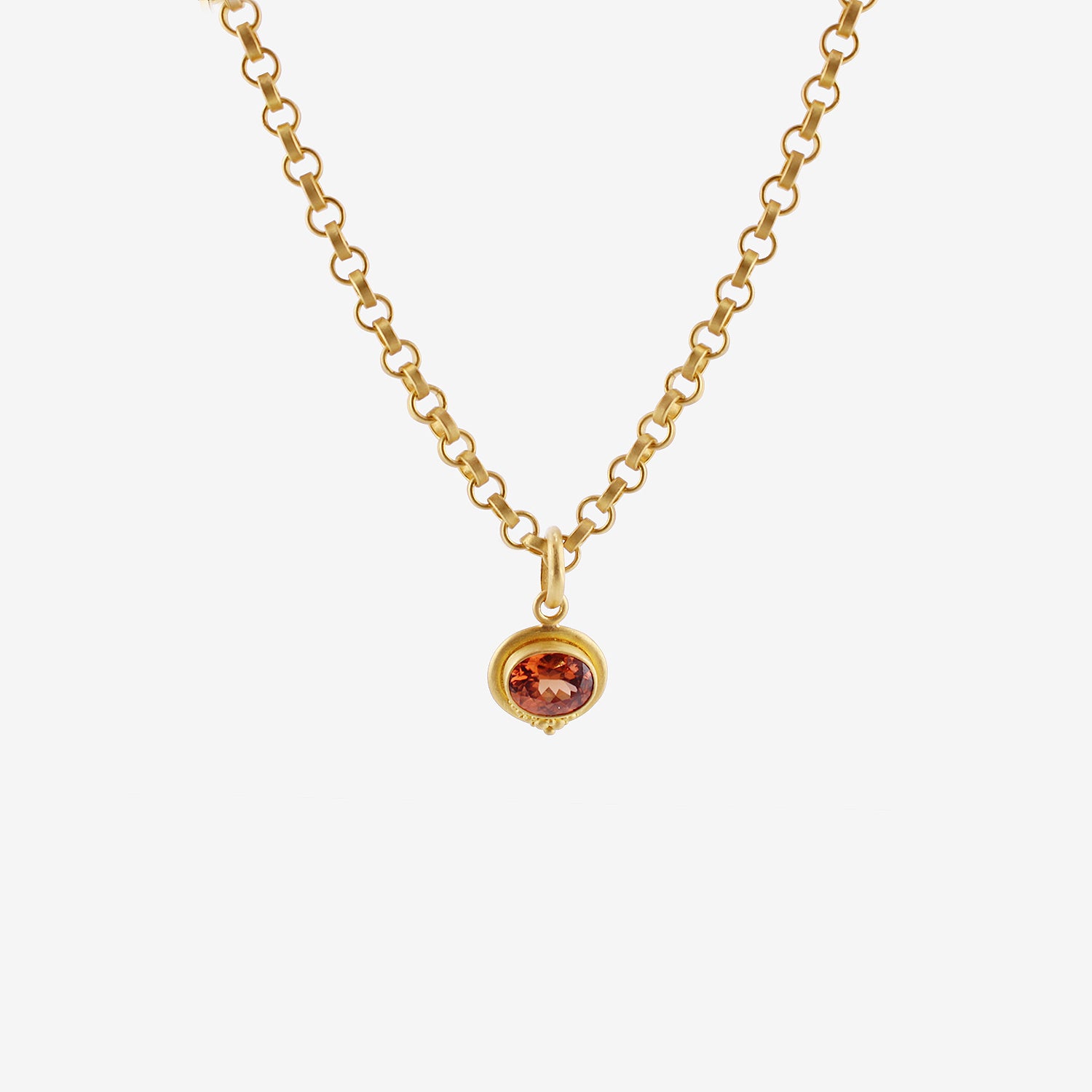 DENISE BETESH 22K & OVAL COGNAC ZIRCON PENDANT WITH GRANULATION CLUSTER, 3.23CT