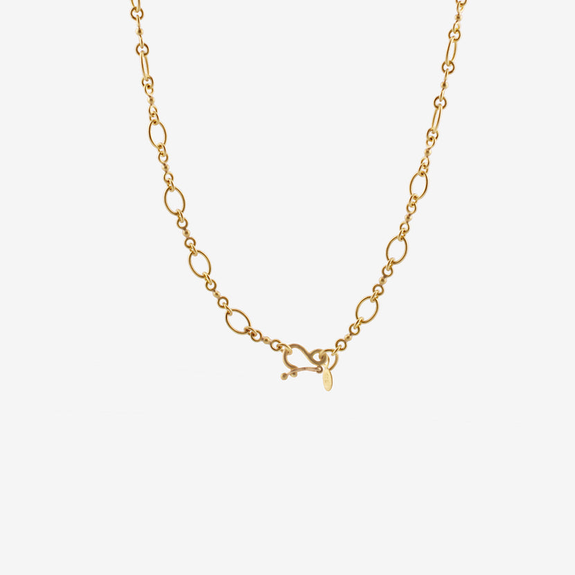 DENISE BETESH 22K OVAL LONG LINK & SINGLE BALL LINK CHAIN NECKLACE