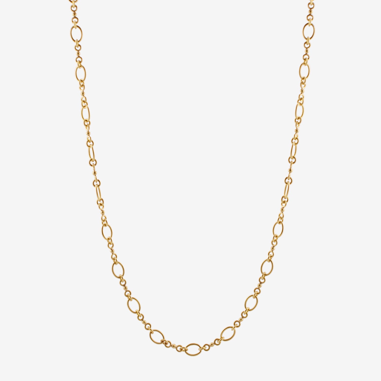 DENISE BETESH 22K OVAL LONG LINK & SINGLE BALL LINK CHAIN NECKLACE