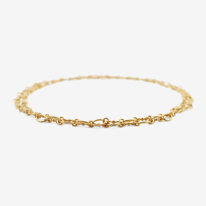 DENISE BETESH 22K OVAL LONG LINK & SINGLE BALL LINK CHAIN NECKLACE
