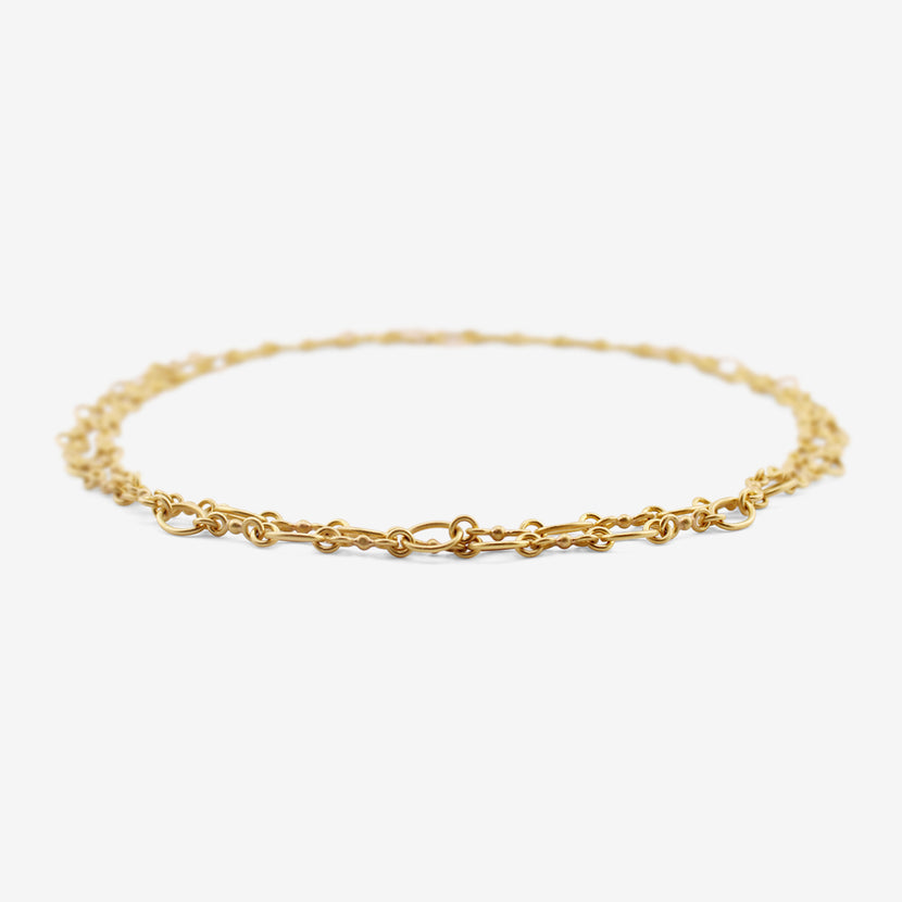 DENISE BETESH 22K OVAL LONG LINK & SINGLE BALL LINK CHAIN NECKLACE