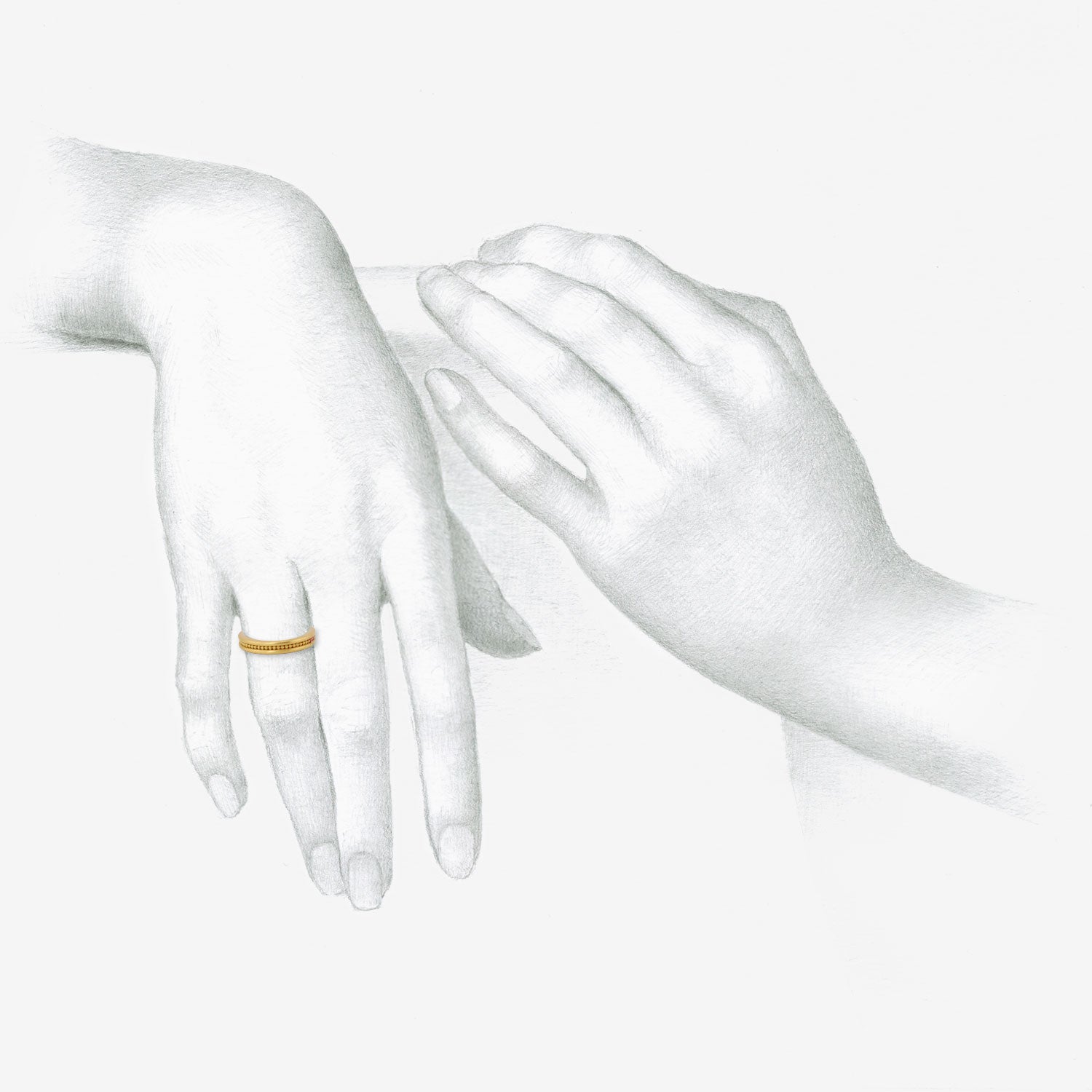 DENISE BETESH 22K 4MM GRANULATED ROW BAND, SIZE 9 3/4